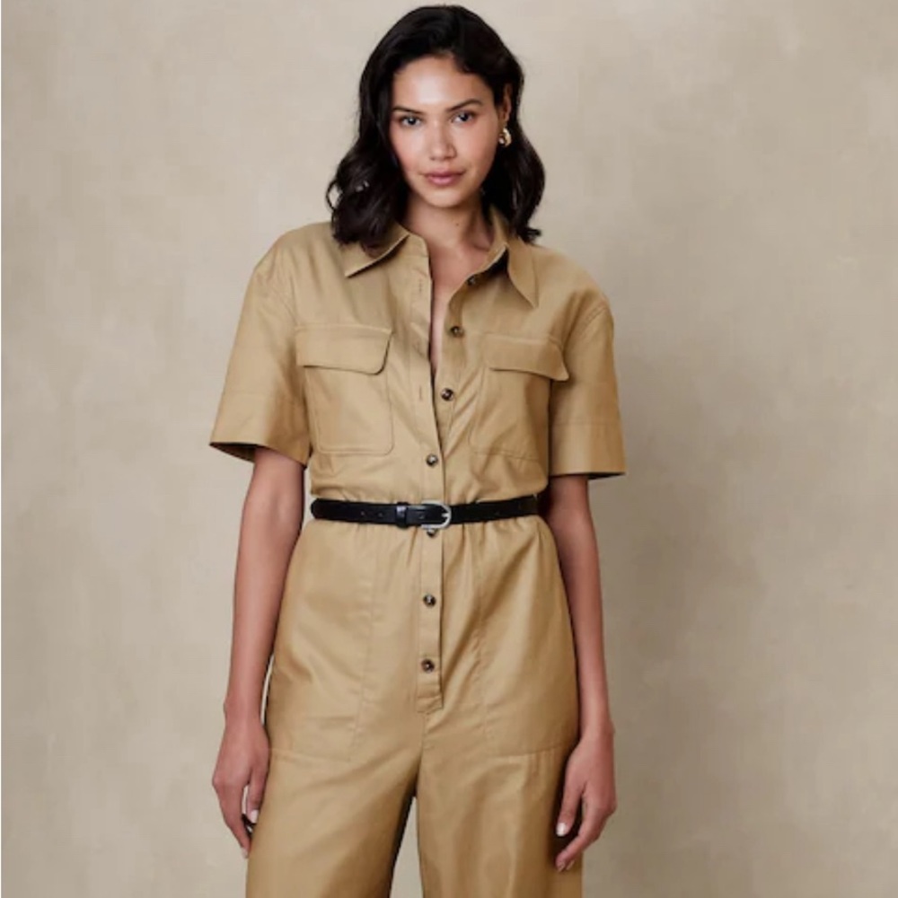 Tan Short Sleeve Jumpsuit